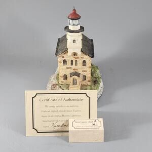 Harbour Lights Lighthouse Great Captains Island Connecticut #114 Signed